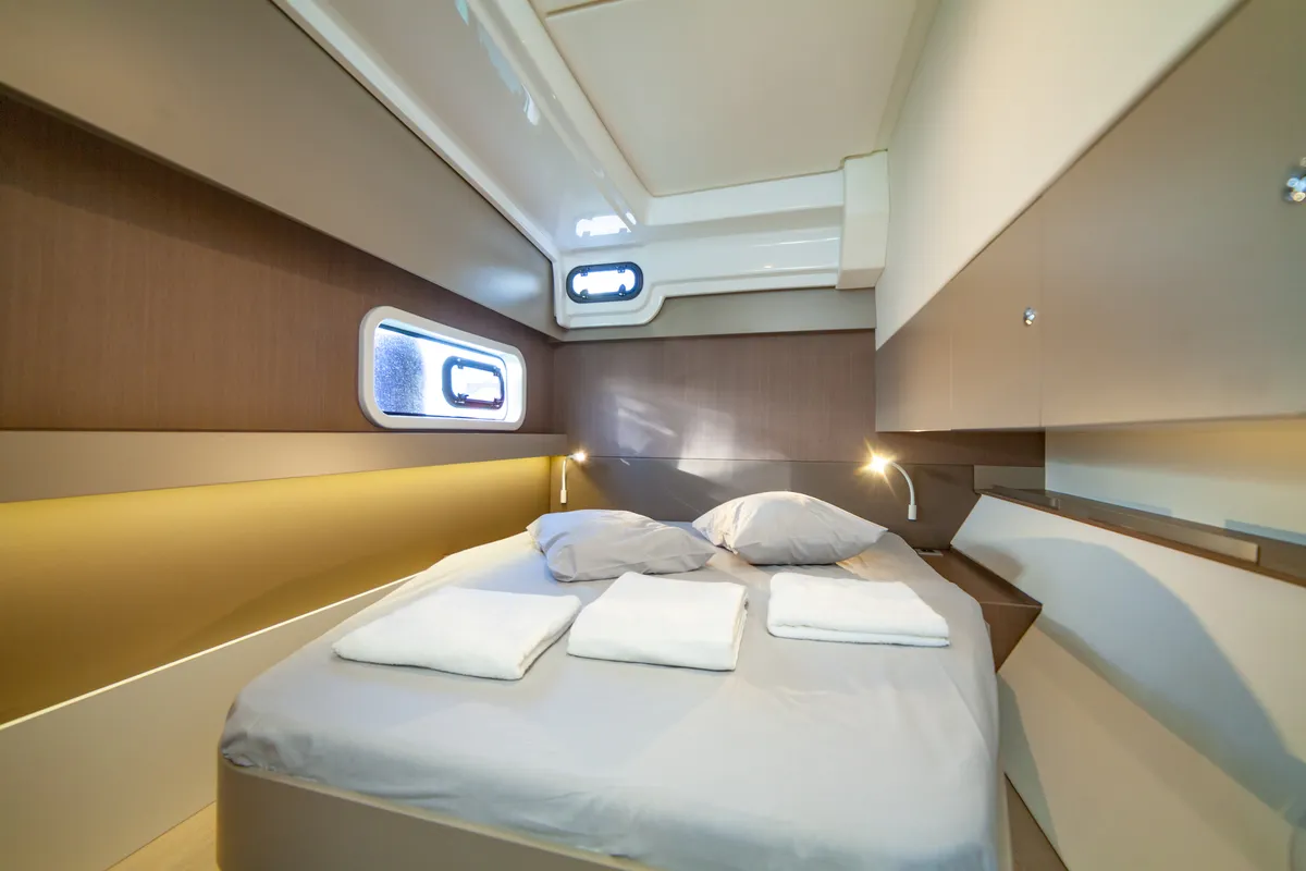 Cabin on Sail Solaris, a Bali Catspace catamaran at Marmaris, Turkey