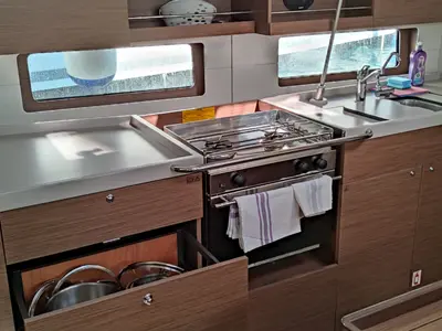 Galley of Everest, a Beneteau Oceanis 46.1 sailboat at Rogač, Croatia
