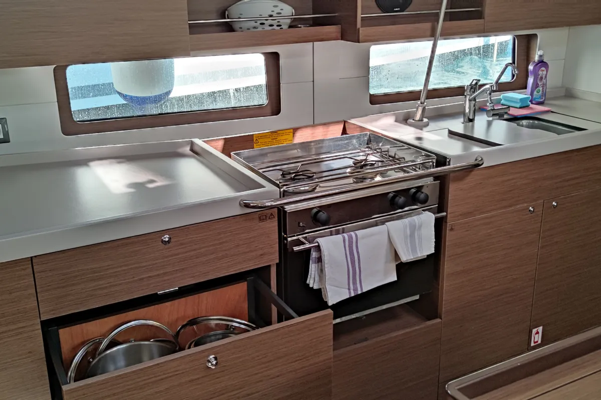 Galley of Everest, a Beneteau Oceanis 46.1 sailboat at Rogač, Croatia
