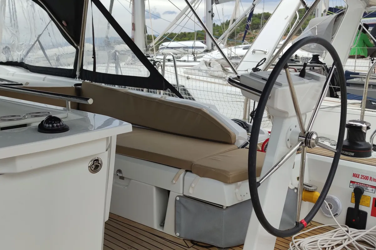 Cockpit of Everest, a Beneteau Oceanis 46.1 sailboat at Rogač, Croatia