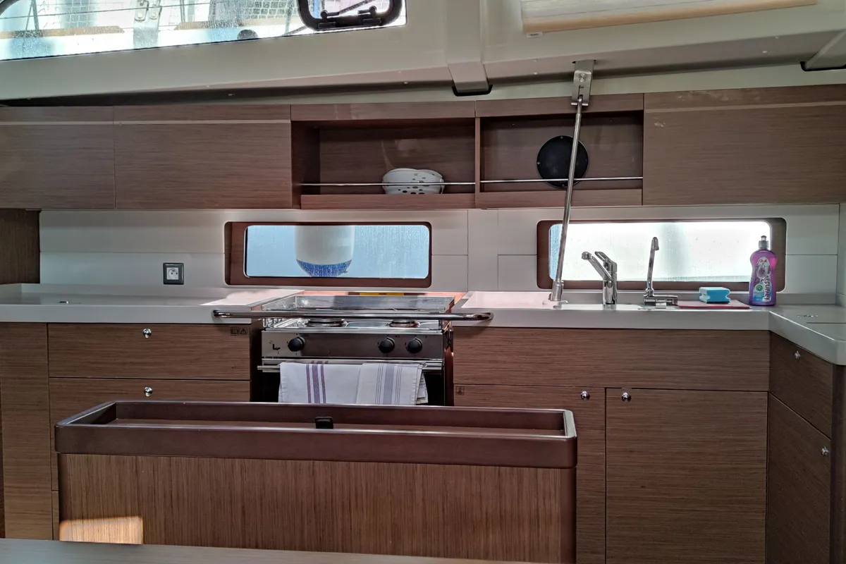 Galley of Everest, a Beneteau Oceanis 46.1 sailboat at Rogač, Croatia