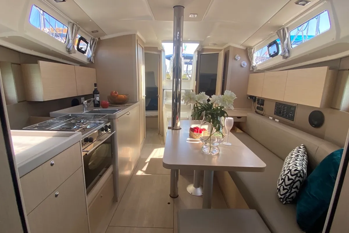 Salon of Polis, a Beneteau Oceanis 35.1 sailboat at Rosignano Solvay, Italy