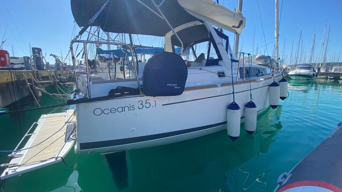 Exterior view of Polis, a Beneteau Oceanis 35.1 sailboat at Rosignano Solvay, Italy