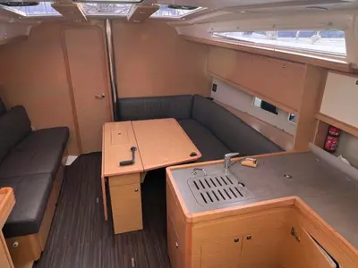 Galley of Extasie II, a Dufour 390 sailboat at Kerners, France