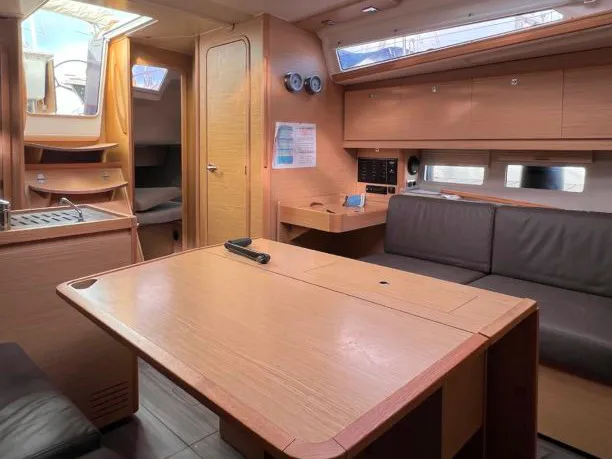 Salon of Extasie II, a Dufour 390 sailboat at Kerners, France