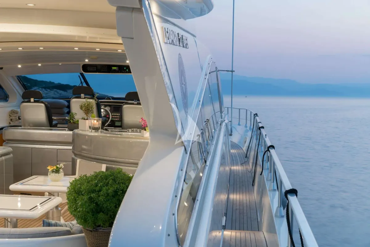 Deck of Atrato, a Gulet Arno Leopard 27 motor yacht at Athens, Greece