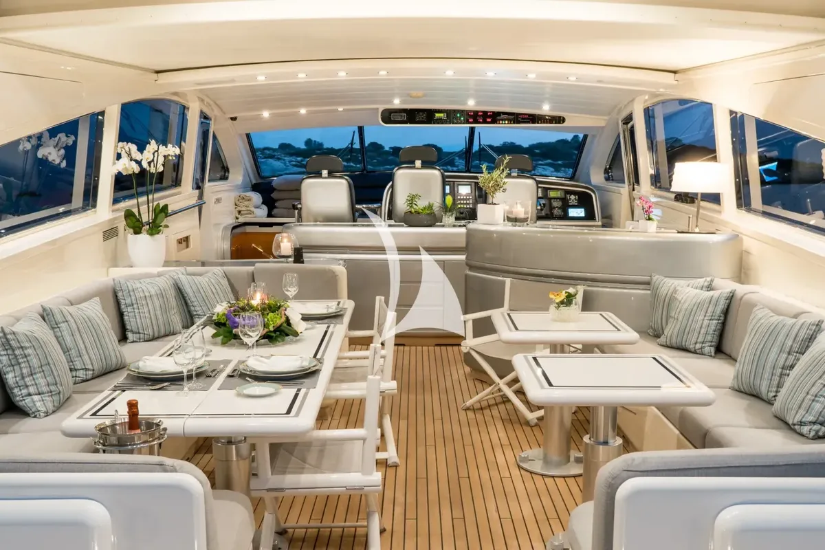 Salon of Atrato, a Gulet Arno Leopard 27 motor yacht at Athens, Greece