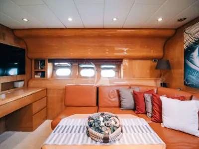 Salon of Atrato, a Gulet Arno Leopard 27 motor yacht at Athens, Greece