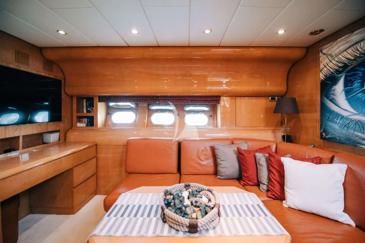 Salon of Atrato, a Gulet Arno Leopard 27 motor yacht at Athens, Greece