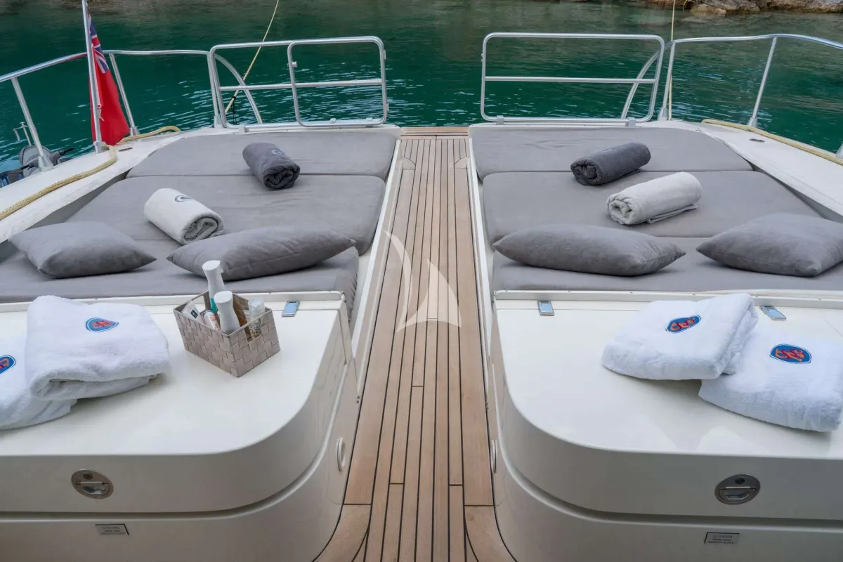 Deck of Atrato, a Gulet Arno Leopard 27 motor yacht at Athens, Greece