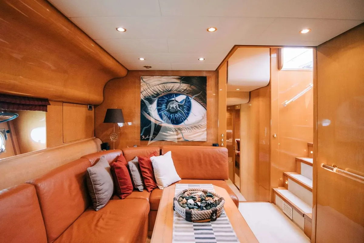 Salon of Atrato, a Gulet Arno Leopard 27 motor yacht at Athens, Greece