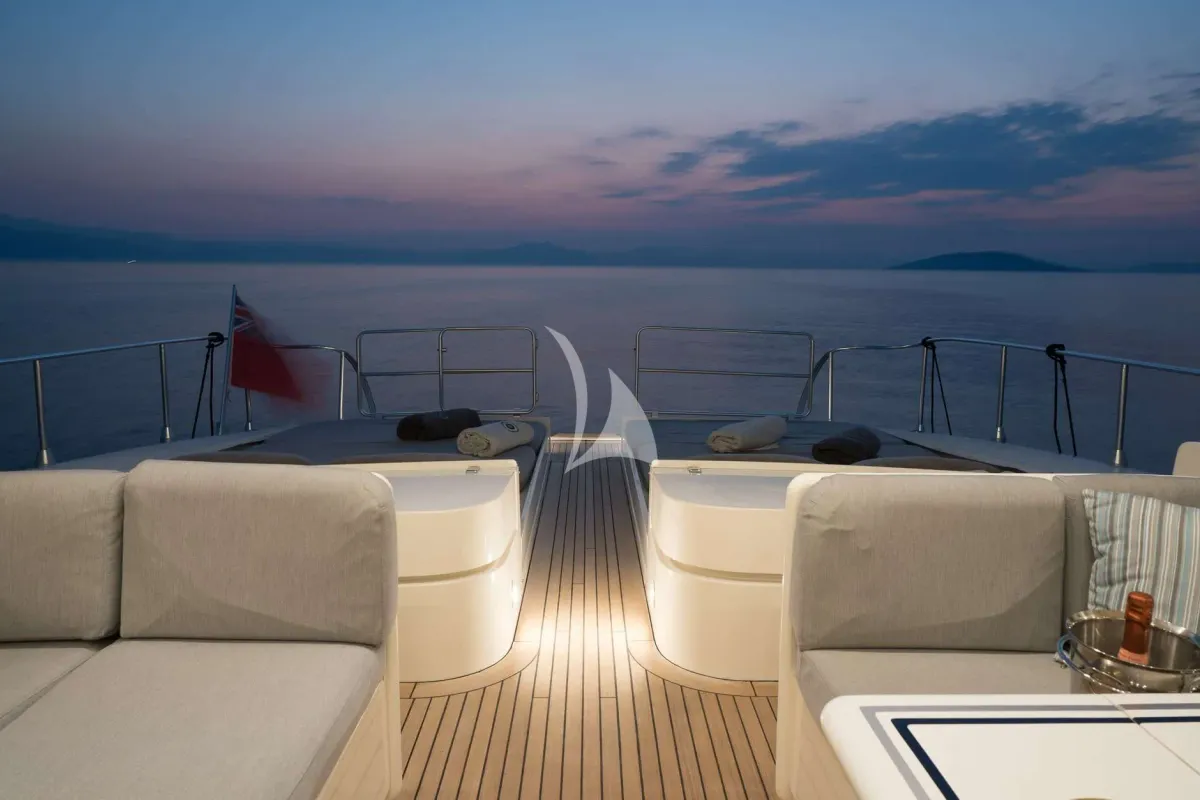 Deck of Atrato, a Gulet Arno Leopard 27 motor yacht at Athens, Greece