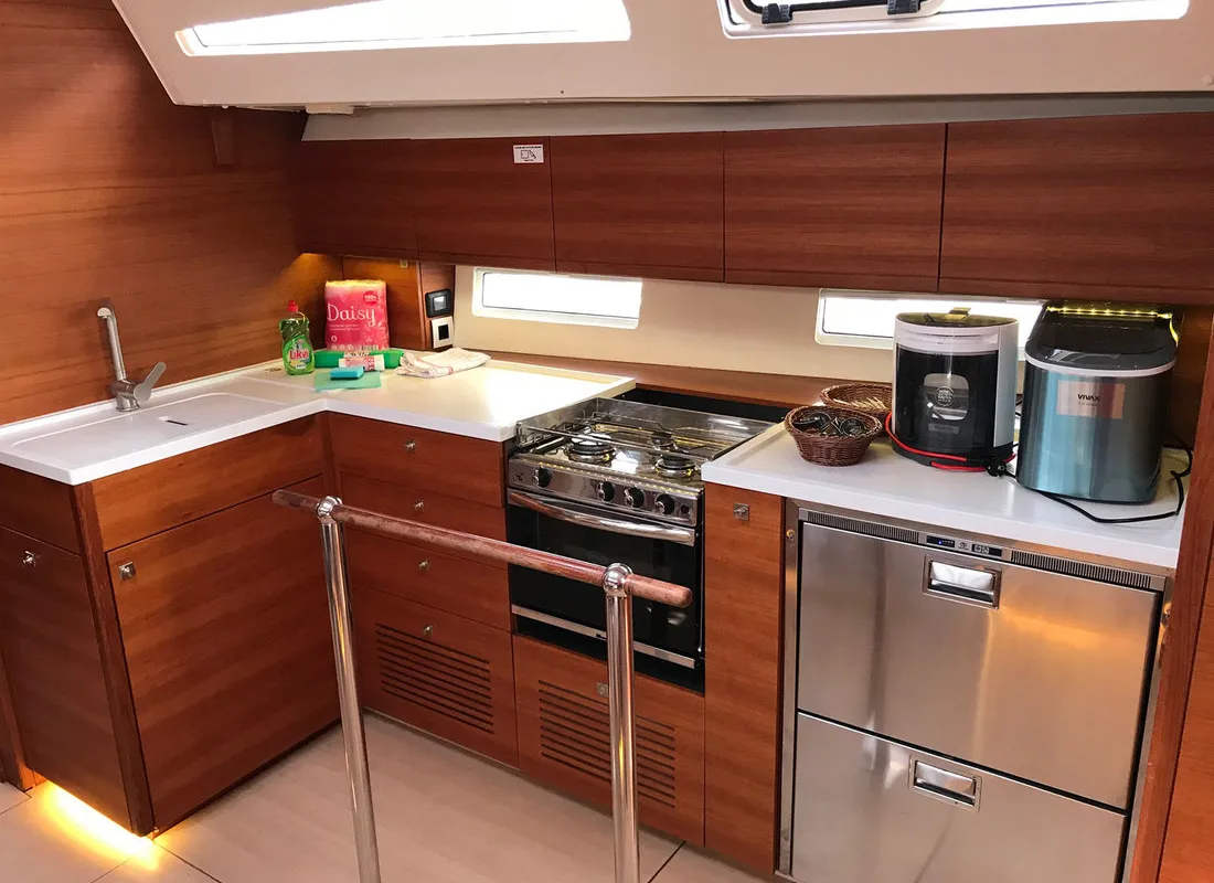Galley of Athene, a More 55 sailboat at Grad Kaštela, Croatia