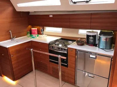 Galley of Athene, a More 55 sailboat at Grad Kaštela, Croatia
