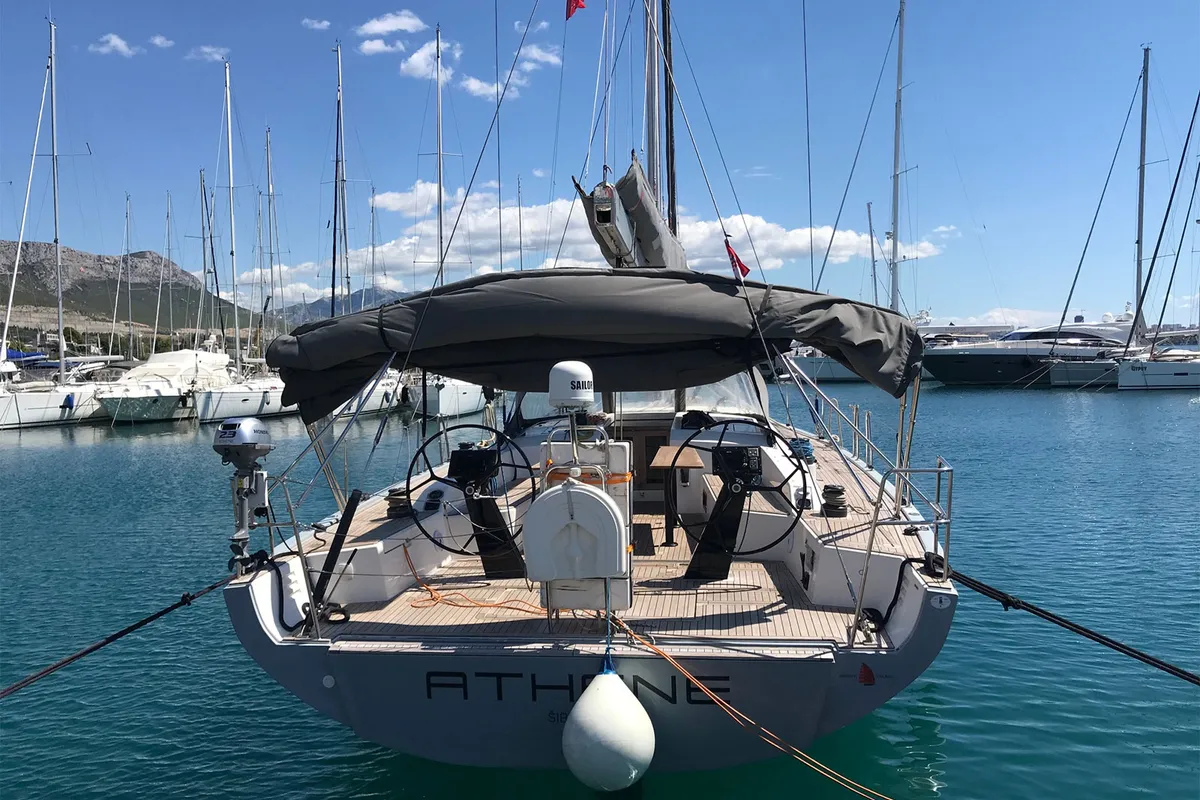 Exterior view of Athene, a More 55 sailboat at Grad Kaštela, Croatia