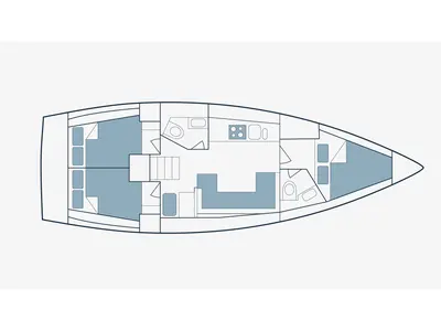 Floor plan of Honey S, a Bavaria 40 sailboat at Municipal Unit of Lefkada, Greece