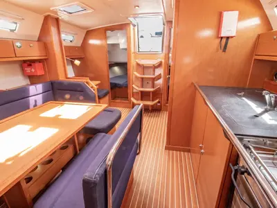 Salon of Honey S, a Bavaria 40 sailboat at Municipal Unit of Lefkada, Greece