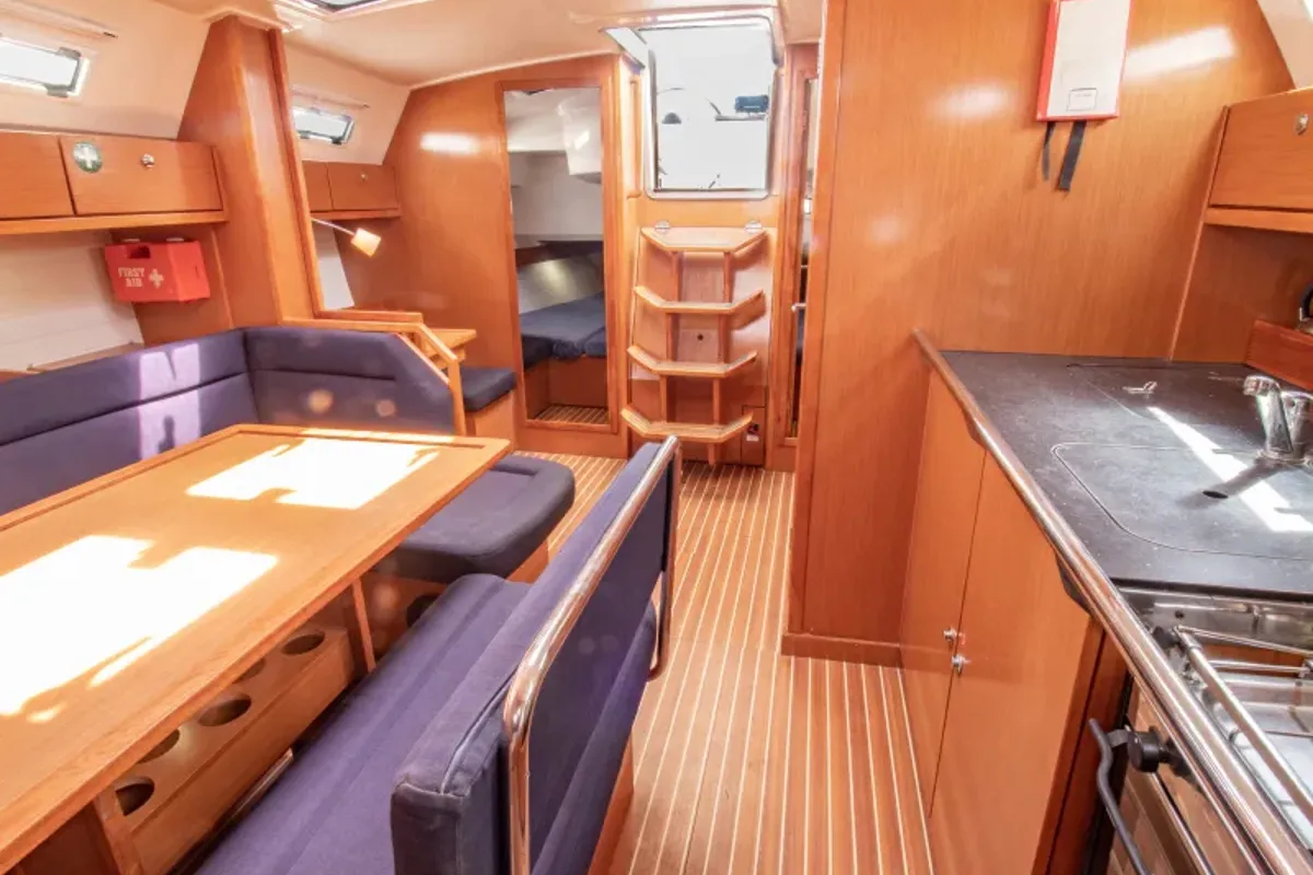 Salon of Honey S, a Bavaria 40 sailboat at Municipal Unit of Lefkada, Greece