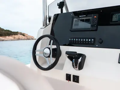 Cockpit of Cap Open 2026, a Gulet Motorboat motorboat at Poltu Quatu, Italy