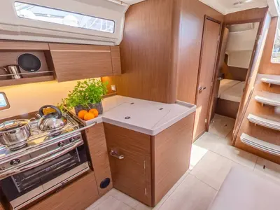 Galley of Starlight, a Beneteau Oceanis 40.1 sailboat at Općina Medulin, Croatia