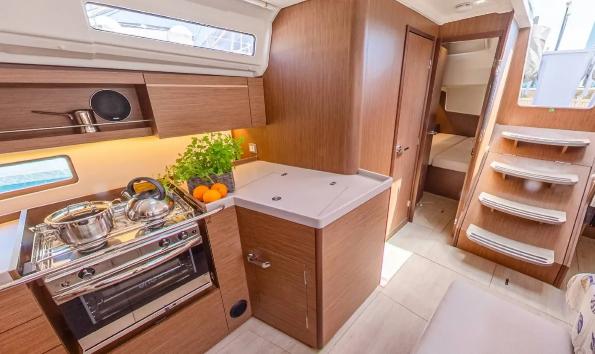 Galley of Starlight, a Beneteau Oceanis 40.1 sailboat at Općina Medulin, Croatia