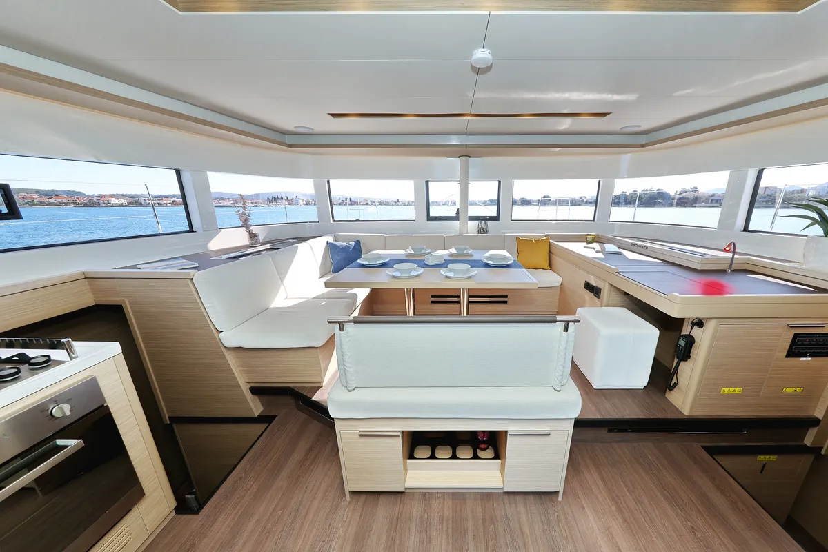 Salon of Disonesto, a Lagoon 51 catamaran at Općina Sukošan, Croatia