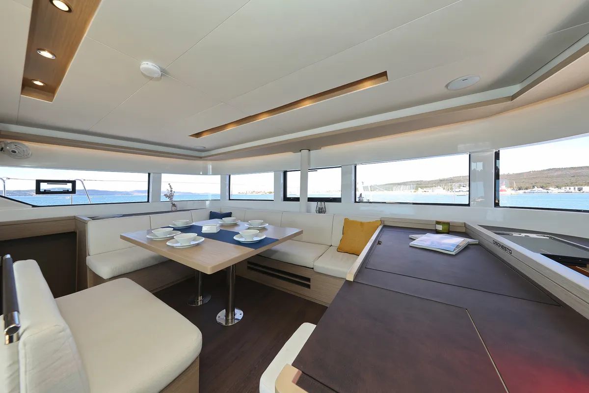 Salon of Disonesto, a Lagoon 51 catamaran at Općina Sukošan, Croatia