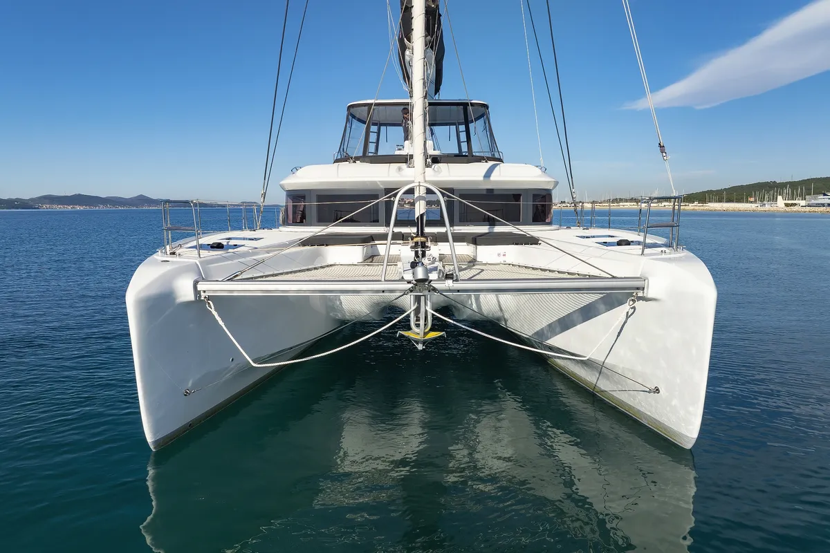 Exterior view of Disonesto, a Lagoon 51 catamaran at Općina Sukošan, Croatia
