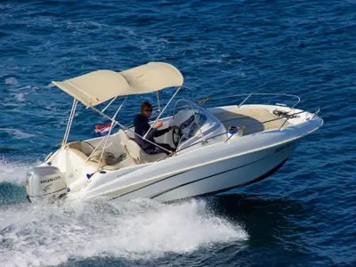 Exterior view of Beneteau Flyer 550, a motorboat at Trogir, Croatia