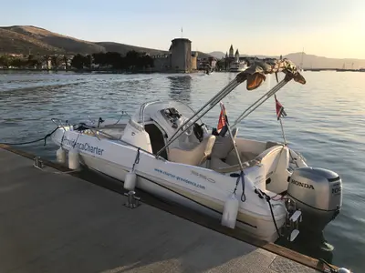 Exterior view of Beneteau Flyer 550, a motorboat at Trogir, Croatia