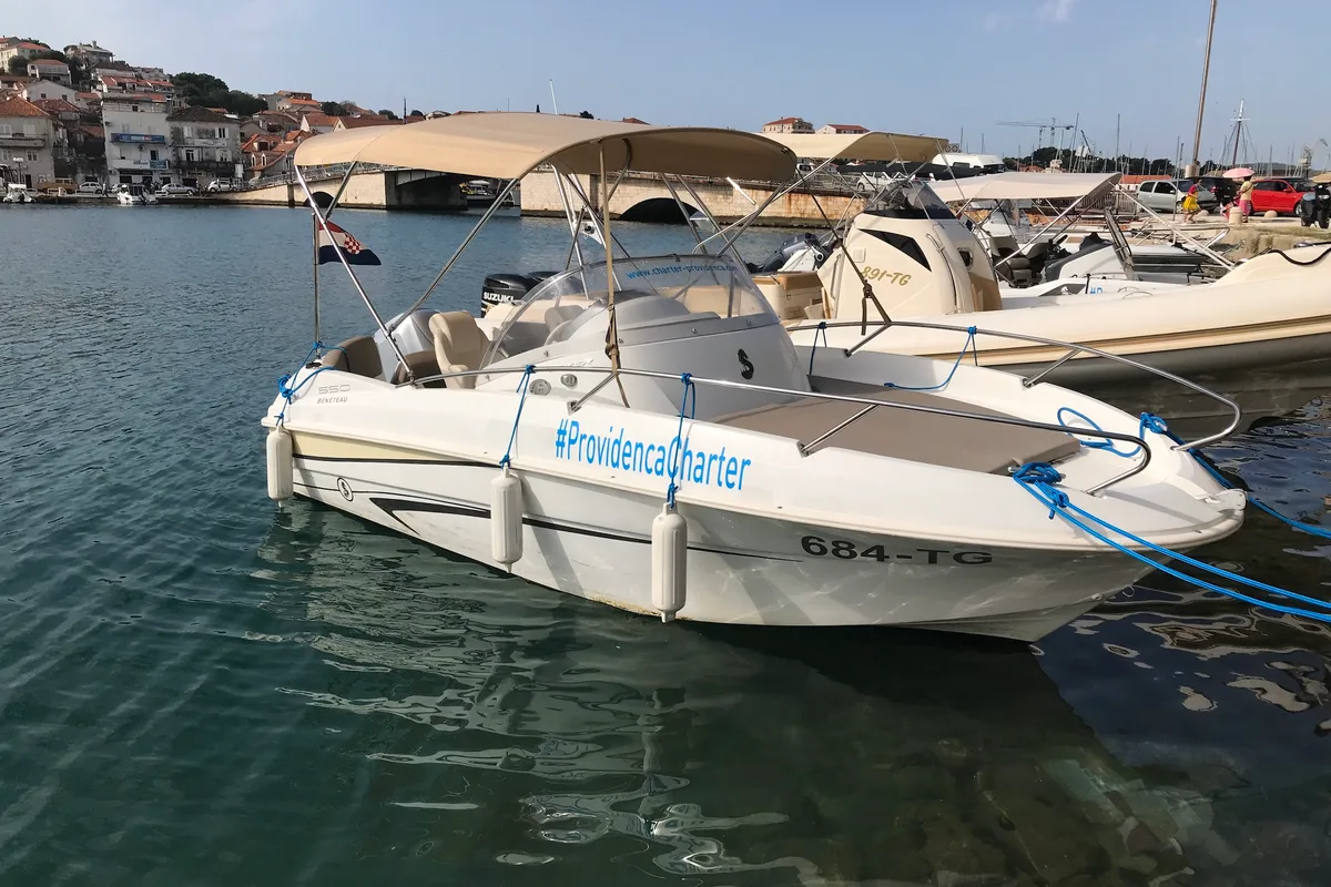 Exterior view of Beneteau Flyer 550, a motorboat at Trogir, Croatia
