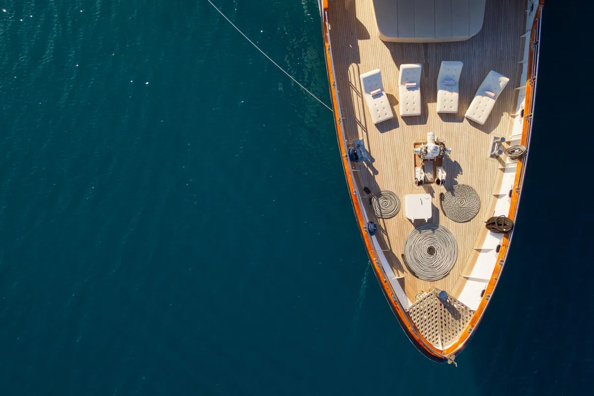 Deck of Cristal, a Gulet Motoryacht motor yacht at Split, Croatia