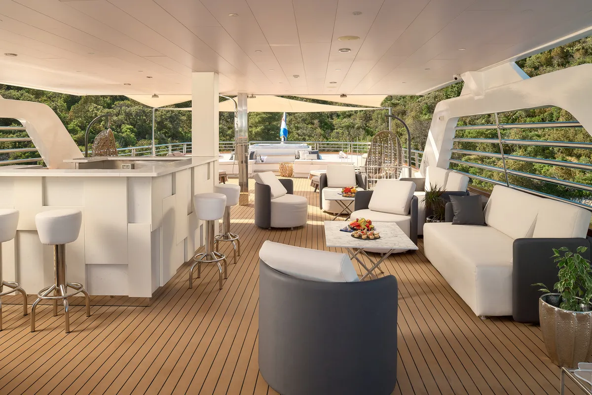 Deck of Cristal, a Gulet Motoryacht motor yacht at Split, Croatia