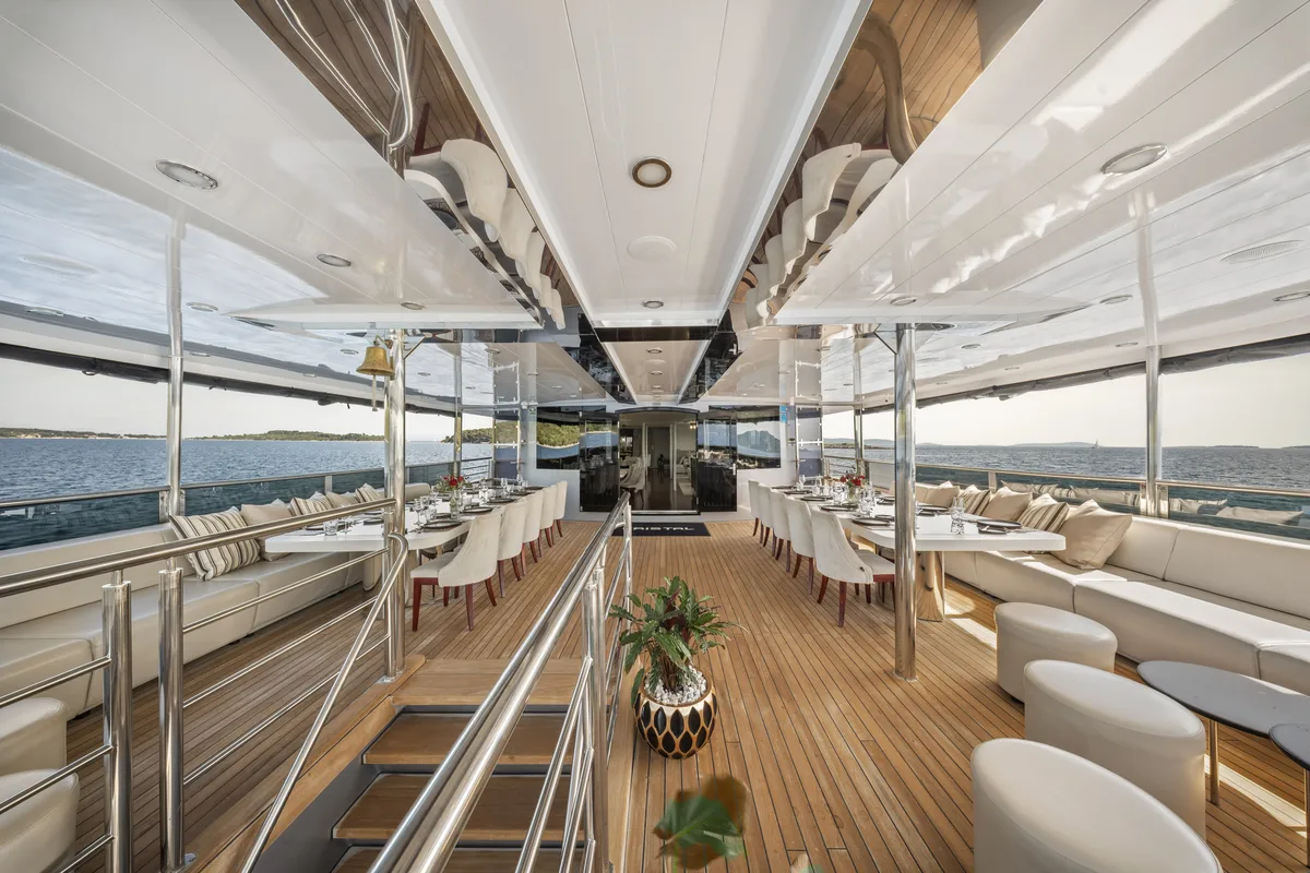 Deck of Cristal, a Gulet Motoryacht motor yacht at Split, Croatia