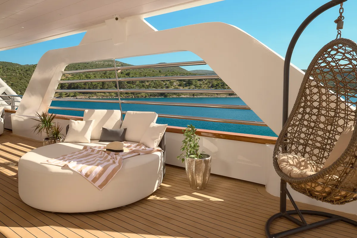 Deck of Cristal, a Gulet Motoryacht motor yacht at Split, Croatia
