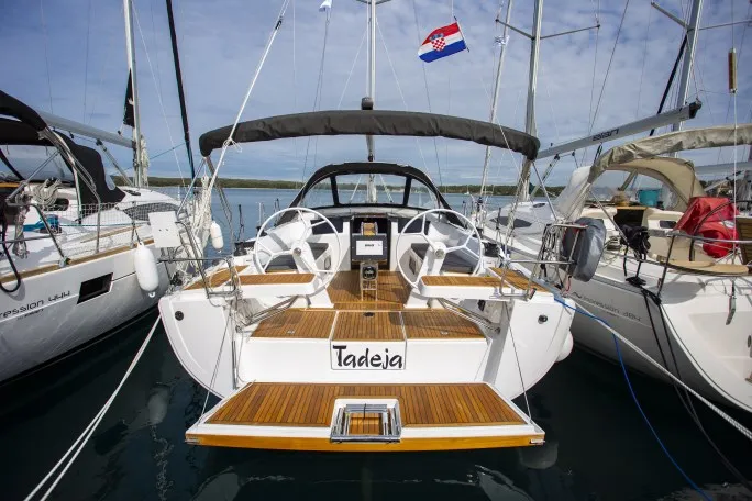 Cockpit of Tadeja, a Hanse 388 sailboat at Pula, Croatia