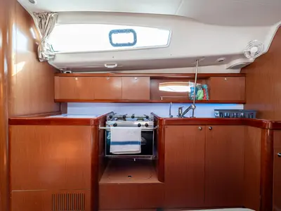 Galley of Errika, a Beneteau Oceanis 43 sailboat at Kavala, Greece