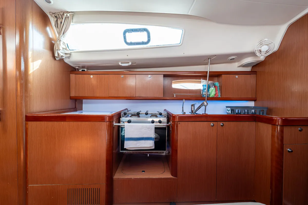 Galley of Errika, a Beneteau Oceanis 43 sailboat at Kavala, Greece