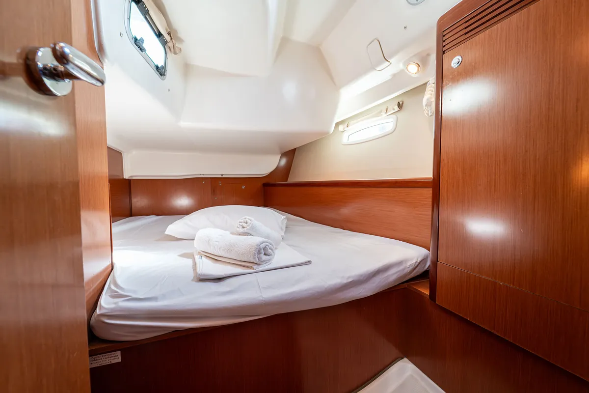 Cabin on Errika, a Beneteau Oceanis 43 sailboat at Kavala, Greece