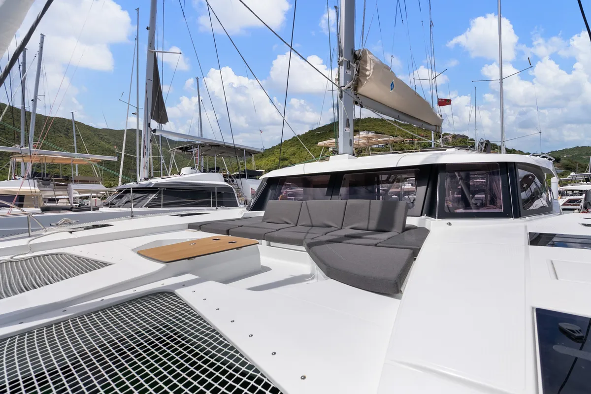 Serenus, a Fountaine Pajot FP 44 Maestro catamaran at Road Town, British Virgin Islands