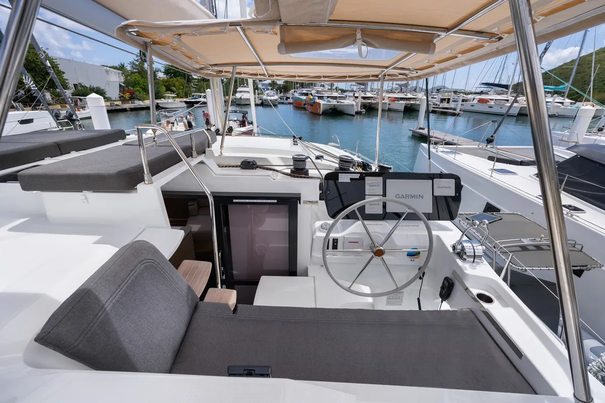 Serenus, a Fountaine Pajot FP 44 Maestro catamaran at Road Town, British Virgin Islands