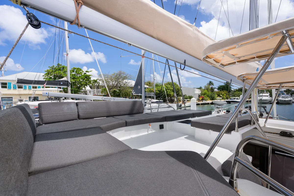 Serenus, a Fountaine Pajot FP 44 Maestro catamaran at Road Town, British Virgin Islands