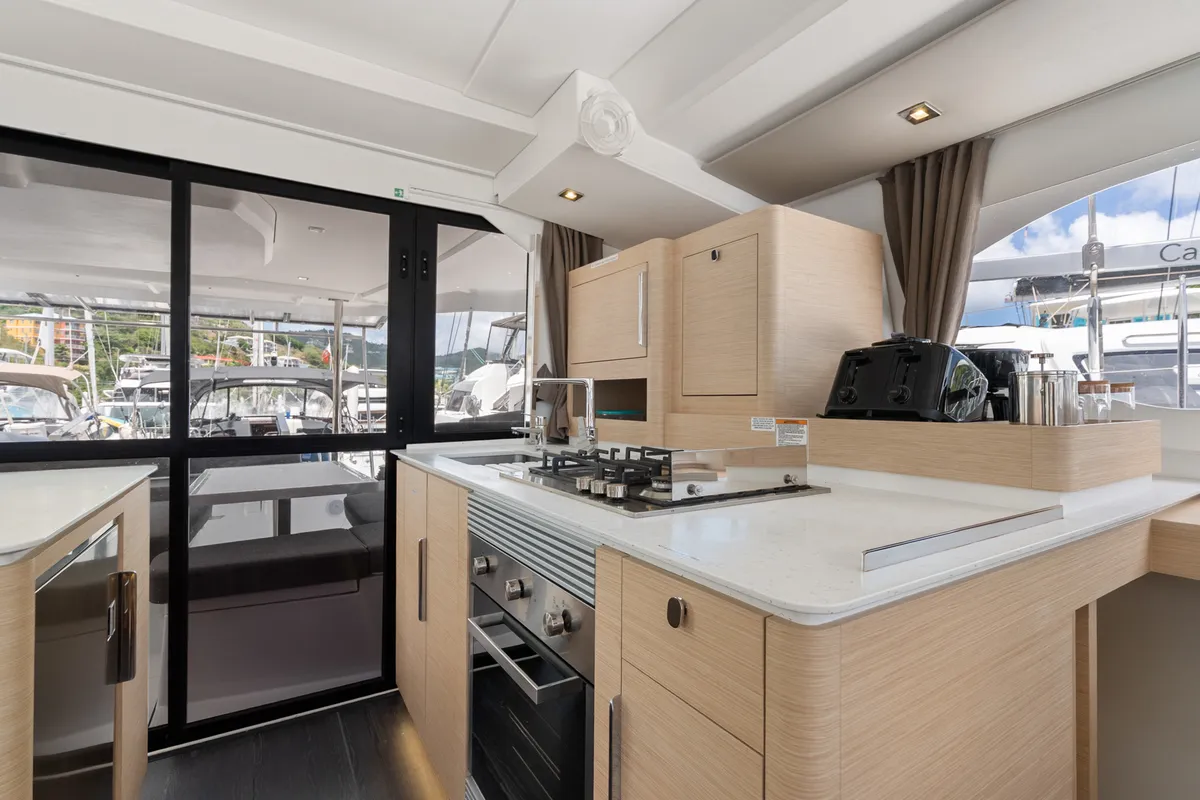 Serenus, a Fountaine Pajot FP 44 Maestro catamaran at Road Town, British Virgin Islands