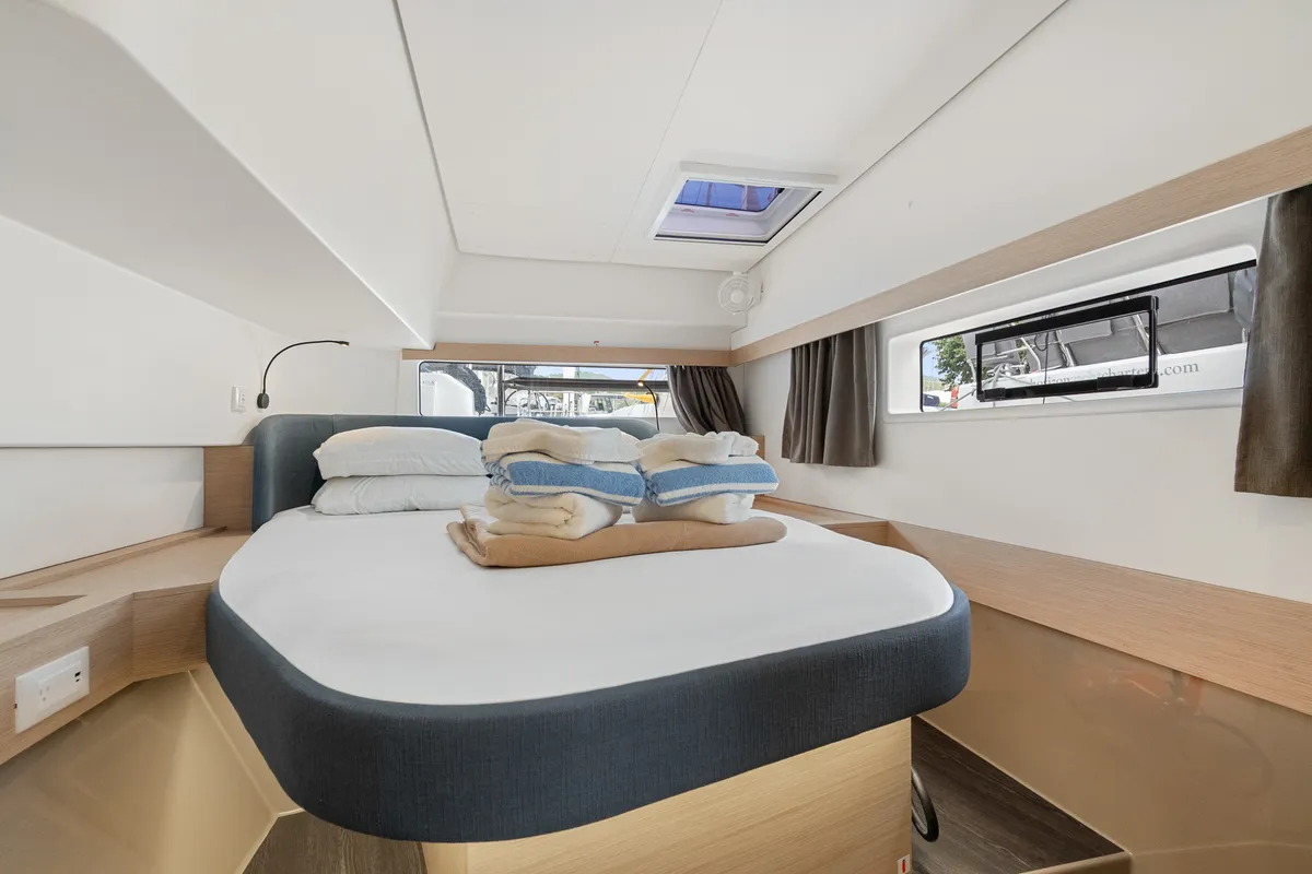 Serenus, a Fountaine Pajot FP 44 Maestro catamaran at Road Town, British Virgin Islands