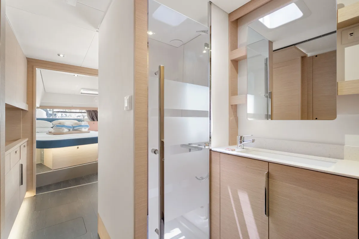 Serenus, a Fountaine Pajot FP 44 Maestro catamaran at Road Town, British Virgin Islands