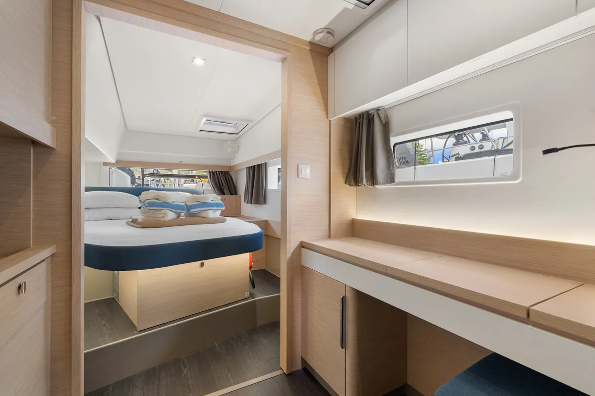 Serenus, a Fountaine Pajot FP 44 Maestro catamaran at Road Town, British Virgin Islands