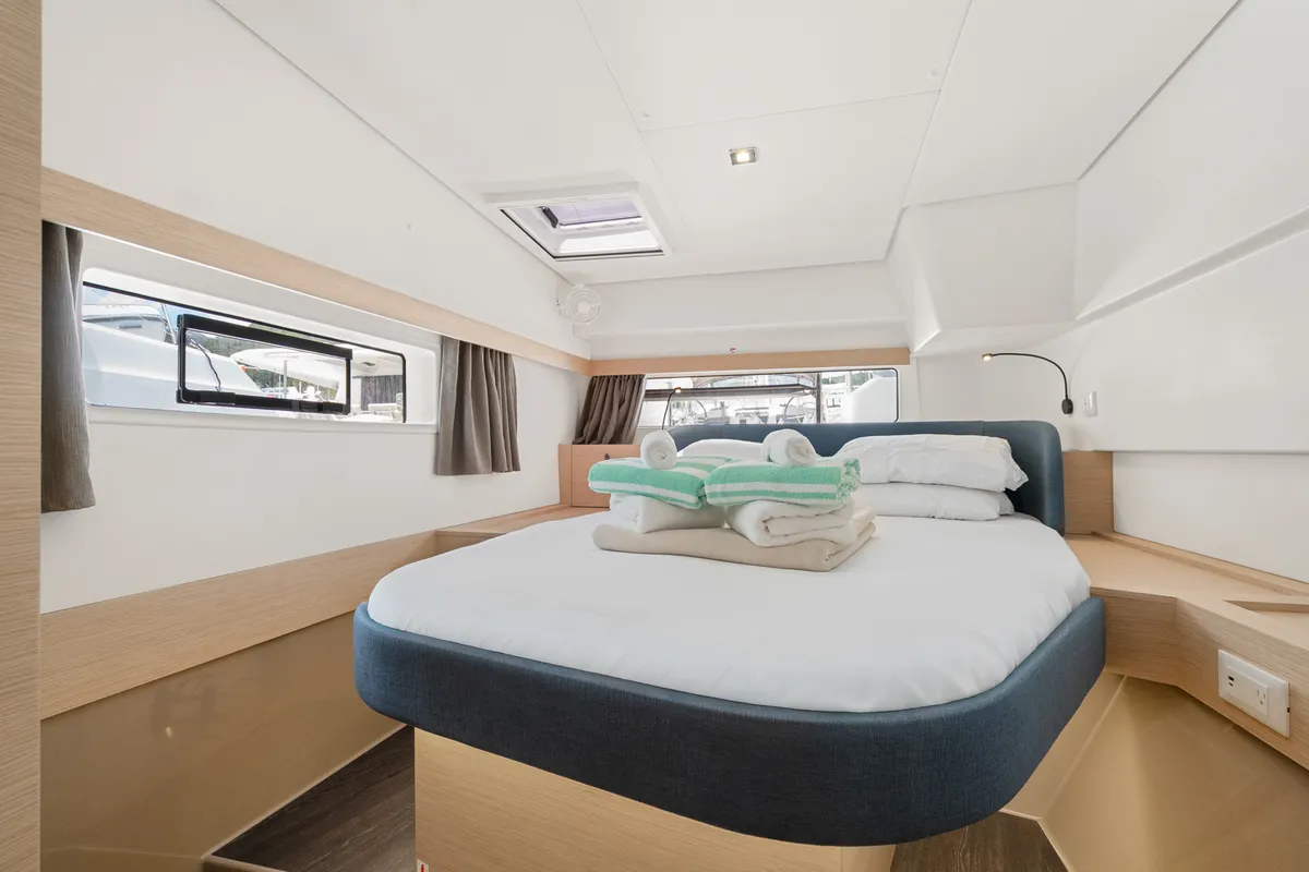 Serenus, a Fountaine Pajot FP 44 Maestro catamaran at Road Town, British Virgin Islands