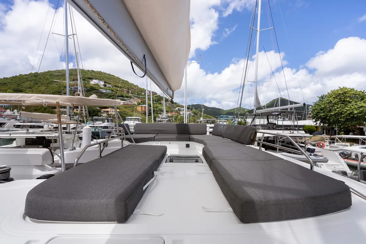 Serenus, a Fountaine Pajot FP 44 Maestro catamaran at Road Town, British Virgin Islands