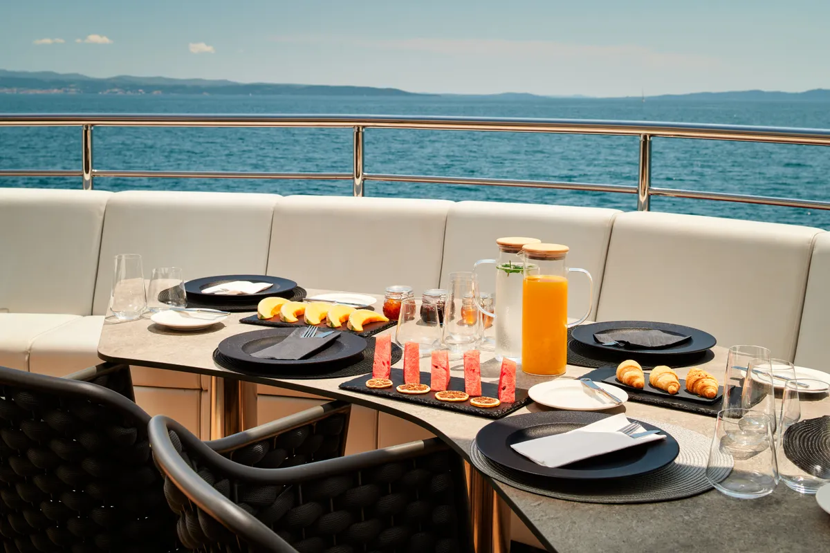 Deck of Ohana, a Gulet Motoryacht motor yacht at Split, Croatia