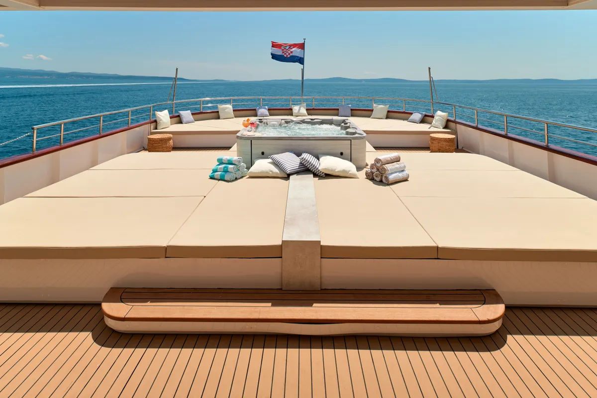 Deck of Ohana, a Gulet Motoryacht motor yacht at Split, Croatia